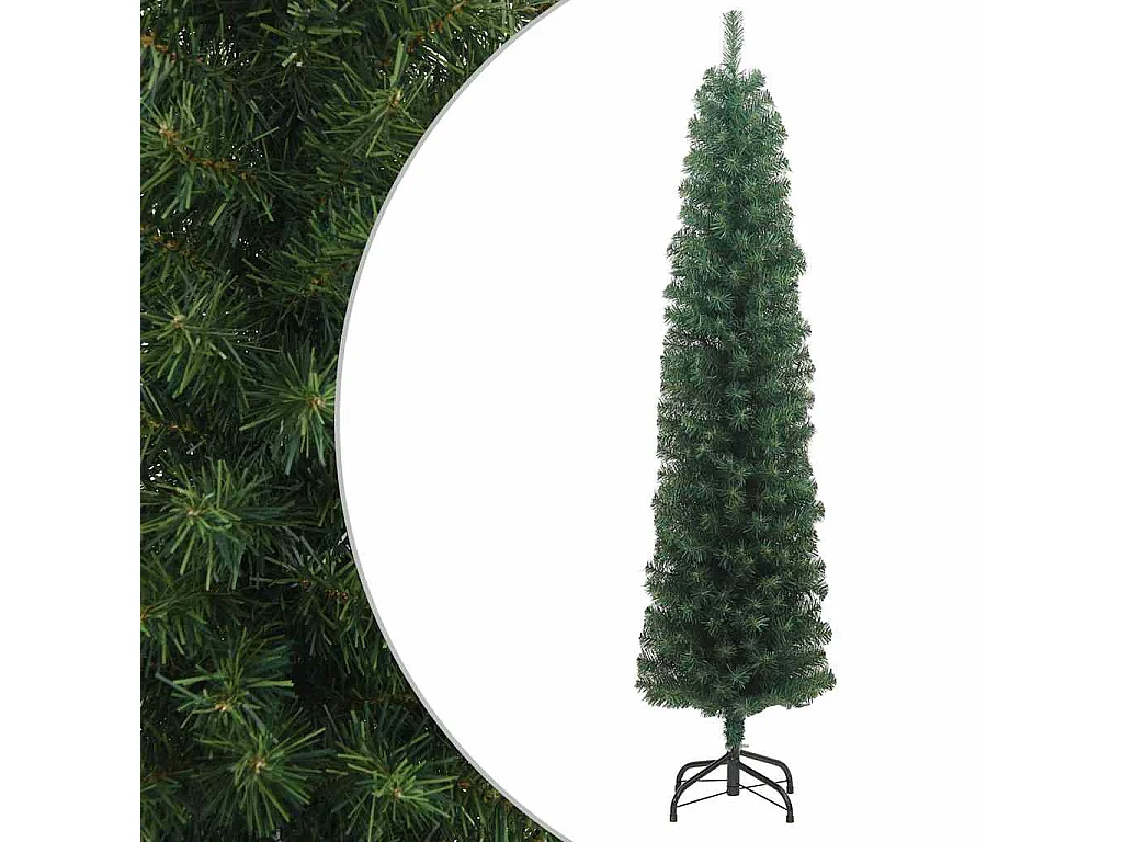 Sapin de Noël artificiel mince avec support vert 240 cm PVC