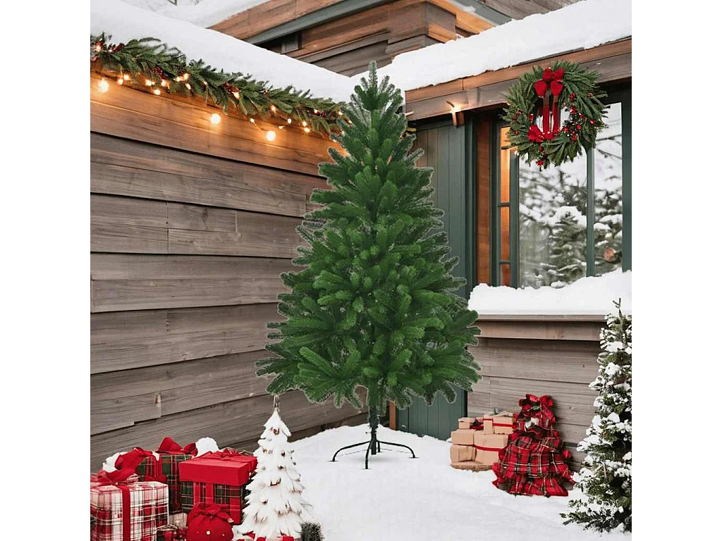 Árbol de Navidad artificial hojas realistas verde 210 cm