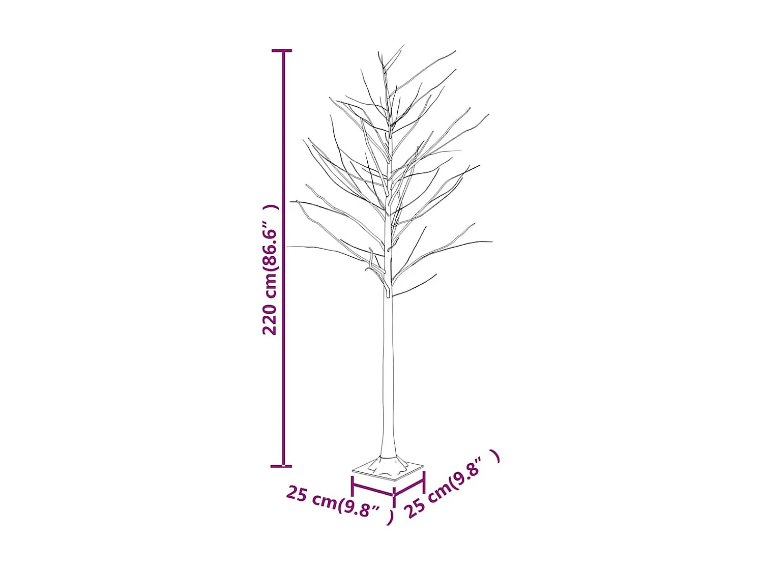 Bouleau blanc à LED 128 LED Blanc chaud 220 cm