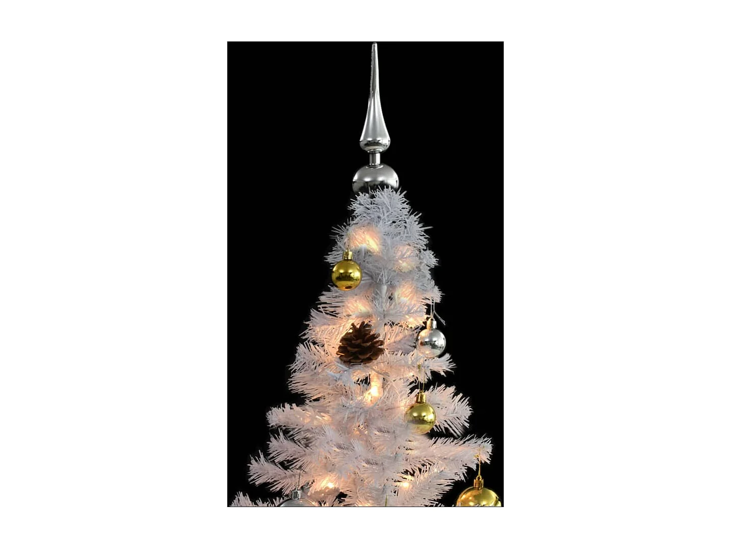 Kunstkerstboom met verlichting en kerstballen 180 cm wit