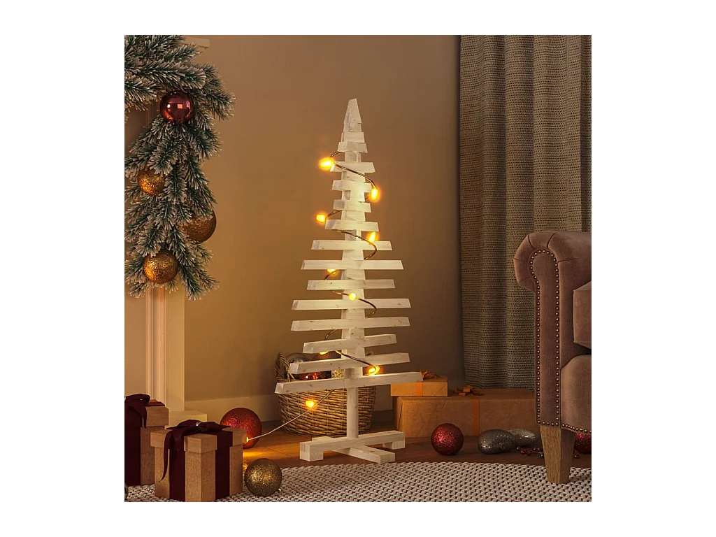 Arbre de Noël en bois pour décoration 90 cm bois massif de pin