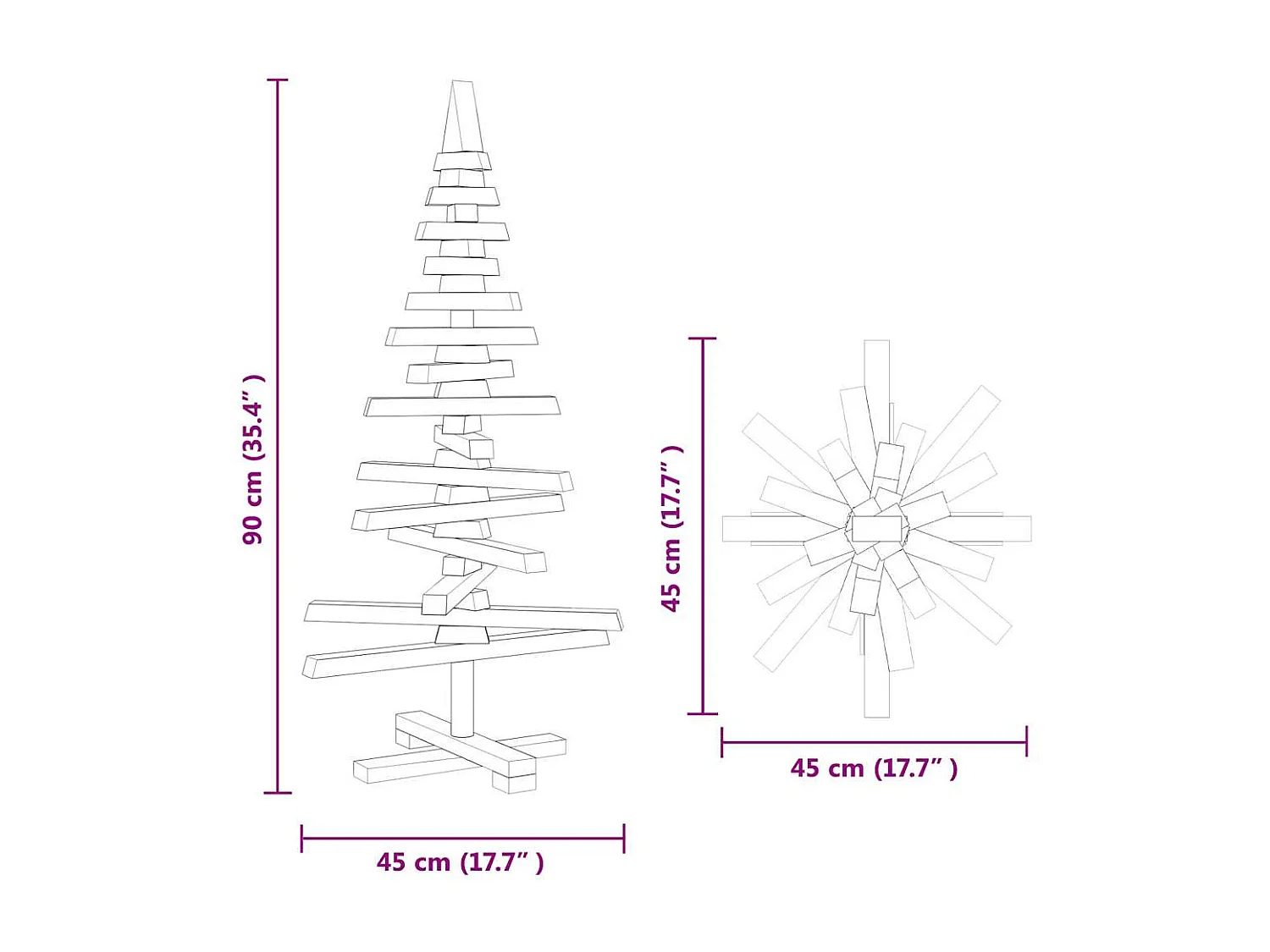 Arbre de Noël en bois pour décoration 90 cm bois massif de pin