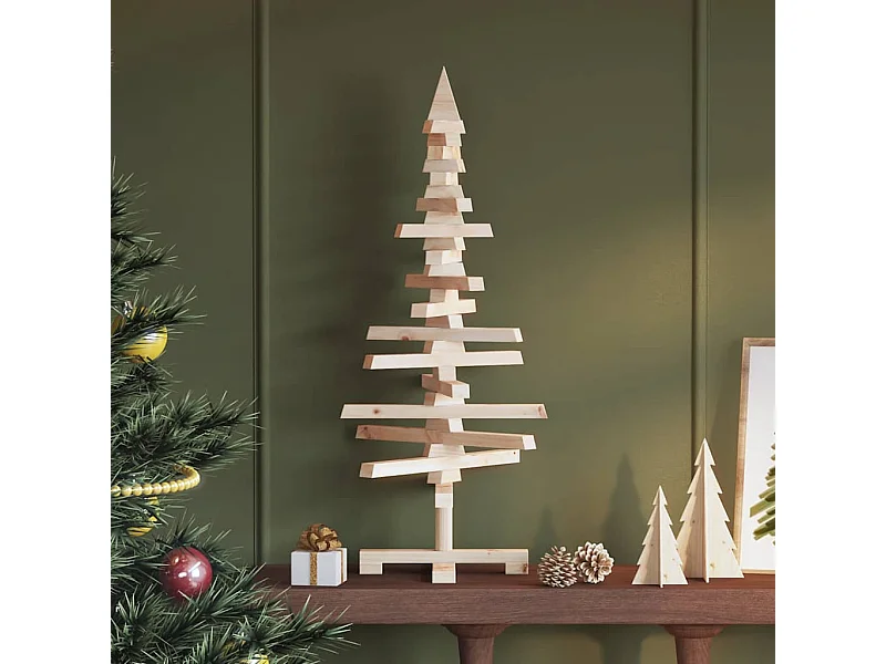 Kerstdecoratie kerstboom 90 cm massief grenenhout