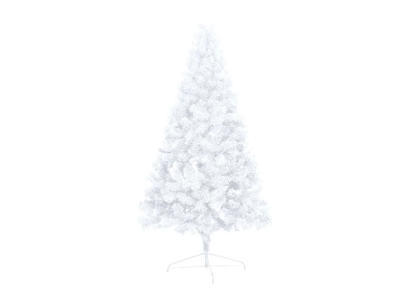 Medio árbol de Navidad con luces y bolas blanco 150 cm