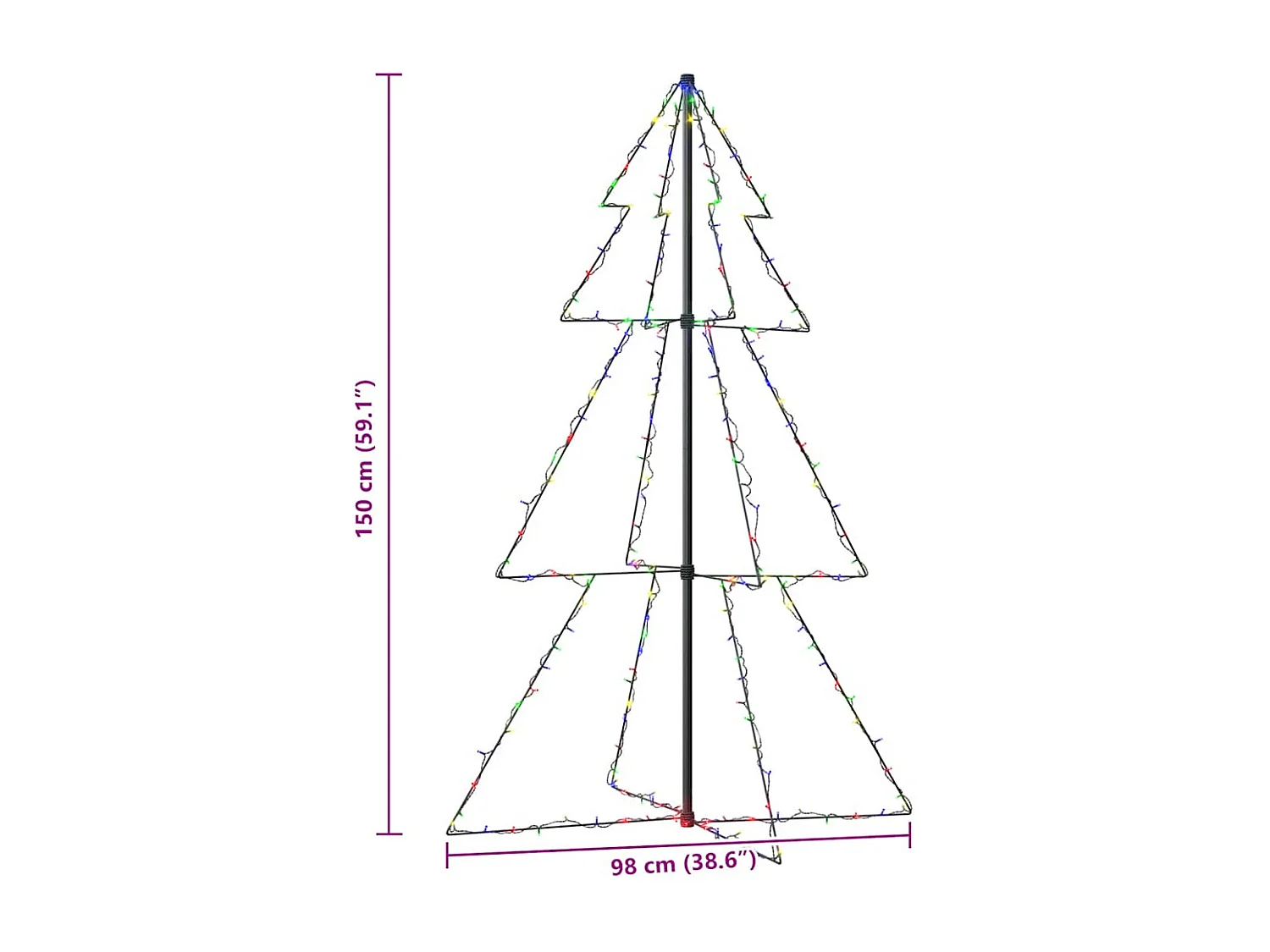Arbre de Noël cône 200 LED d'intérieur/d'extérieur 98x150 cm