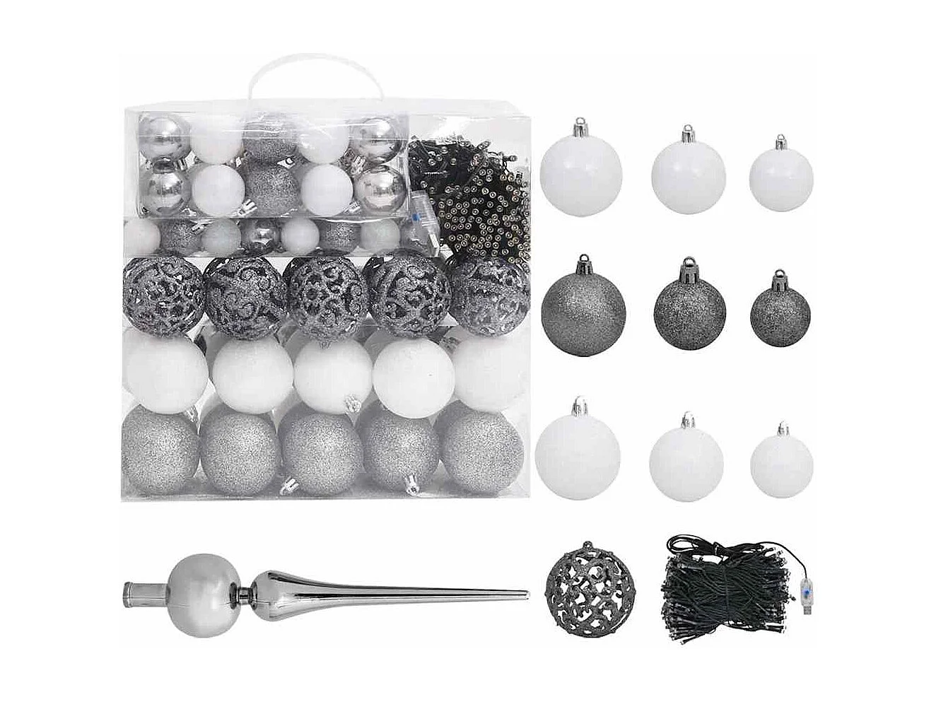 Arbre de Noël artificiel pré-éclairé et boules rose 240 cm PVC