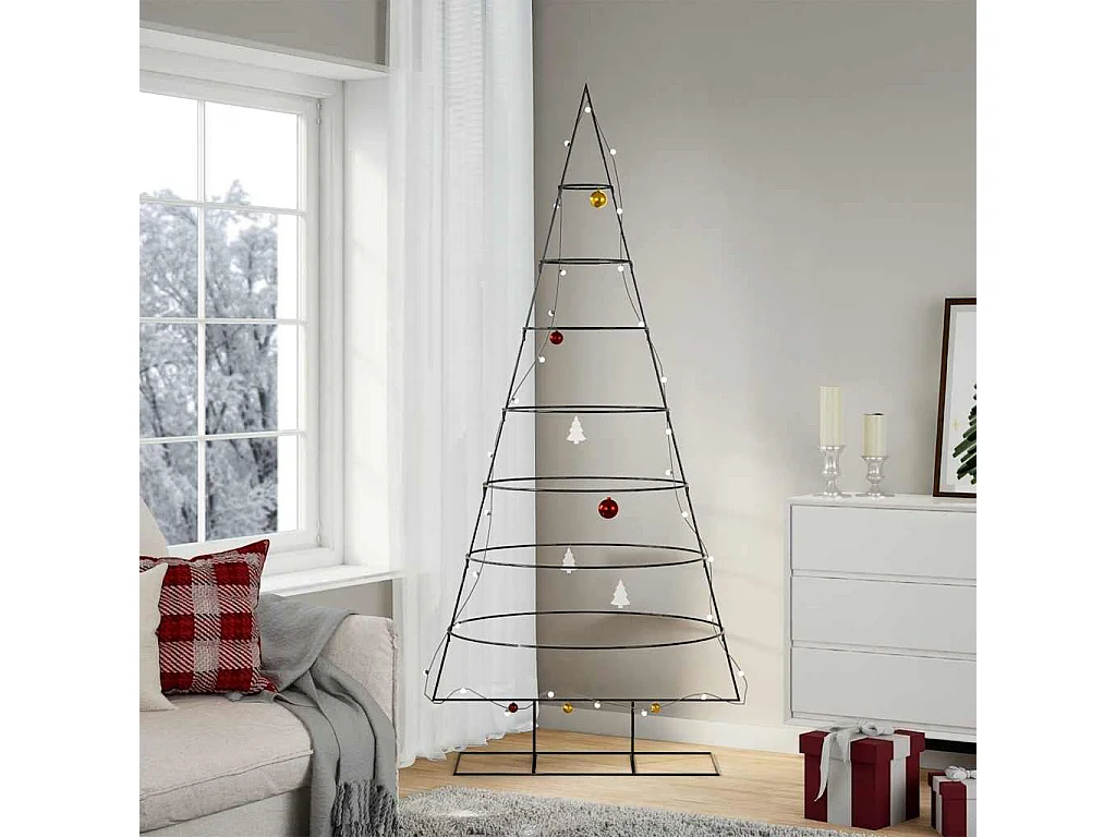 Arbre de Noël en métal pour décoration noir 210 cm