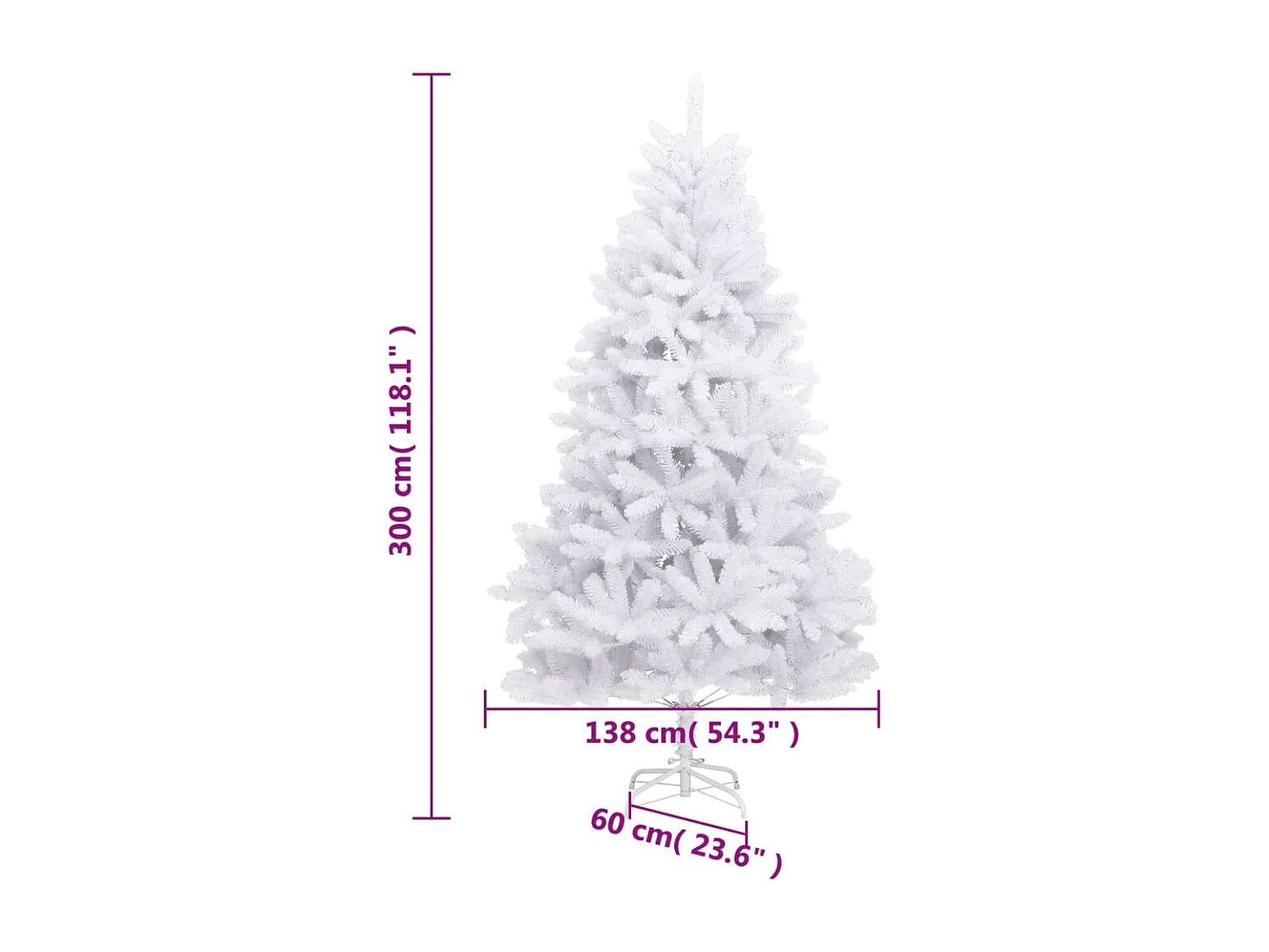 Sapin de Noël artificiel à charnières avec support blanc 300 cm