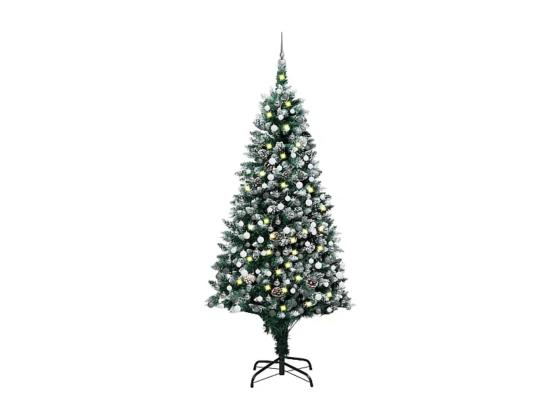 Arbre de Noël artificiel pré-éclairé/boules pommes de pin 240cm