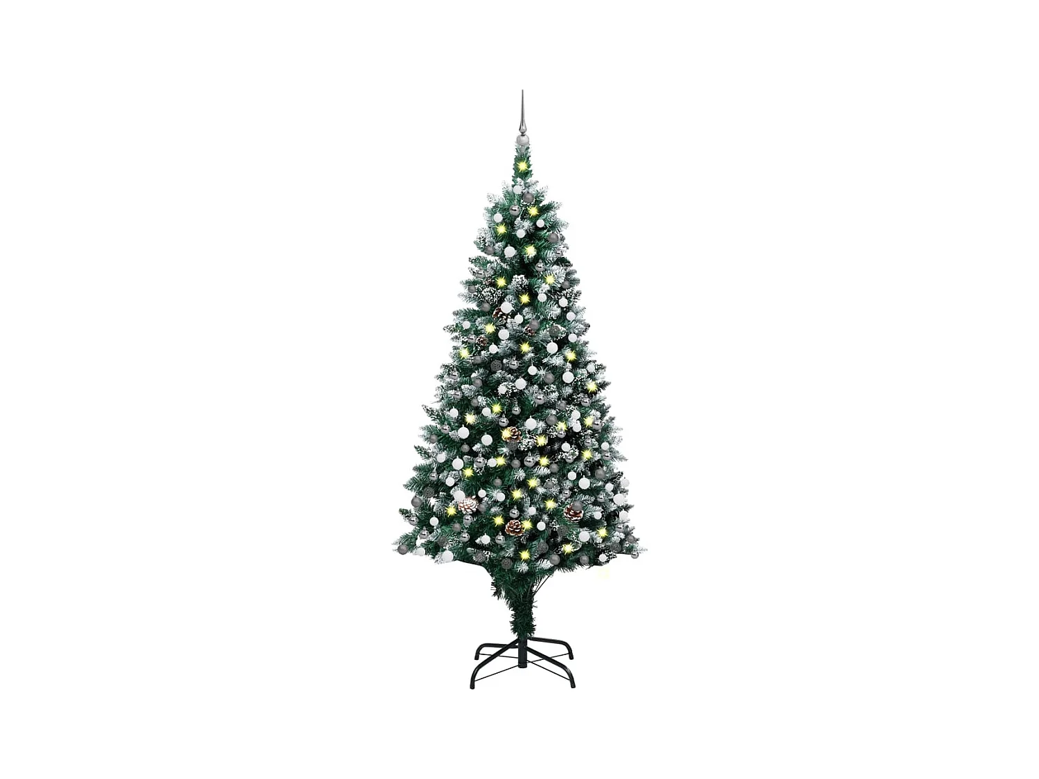 Arbre de Noël artificiel LED et boules et pommes de pin 240 cm