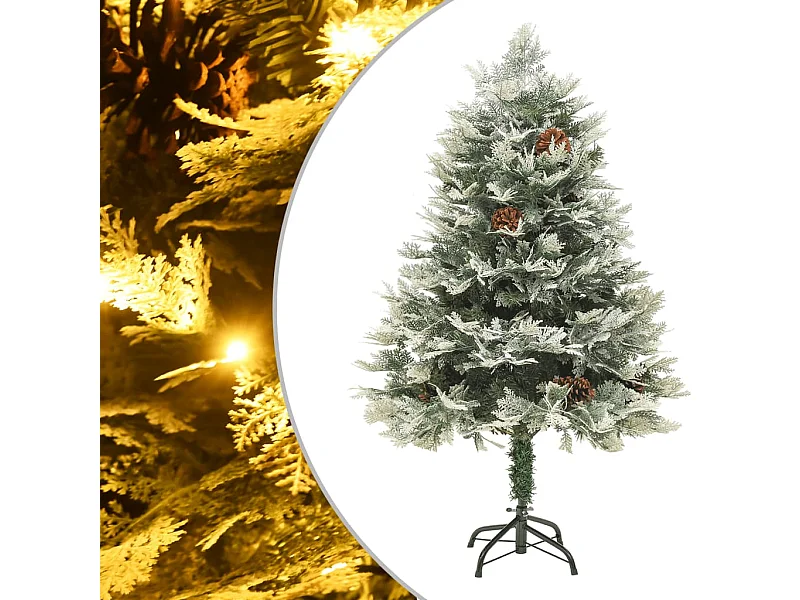 Árvore de Natal com pinhas pré-iluminada 150 cm PVC e PE verde