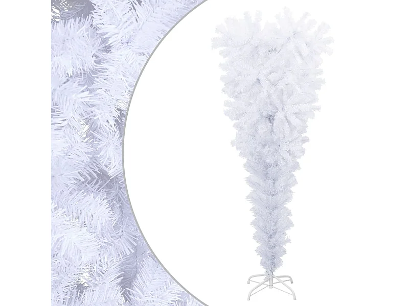 Sapin de Noël artificiel renversé avec support Blanc 120 cm