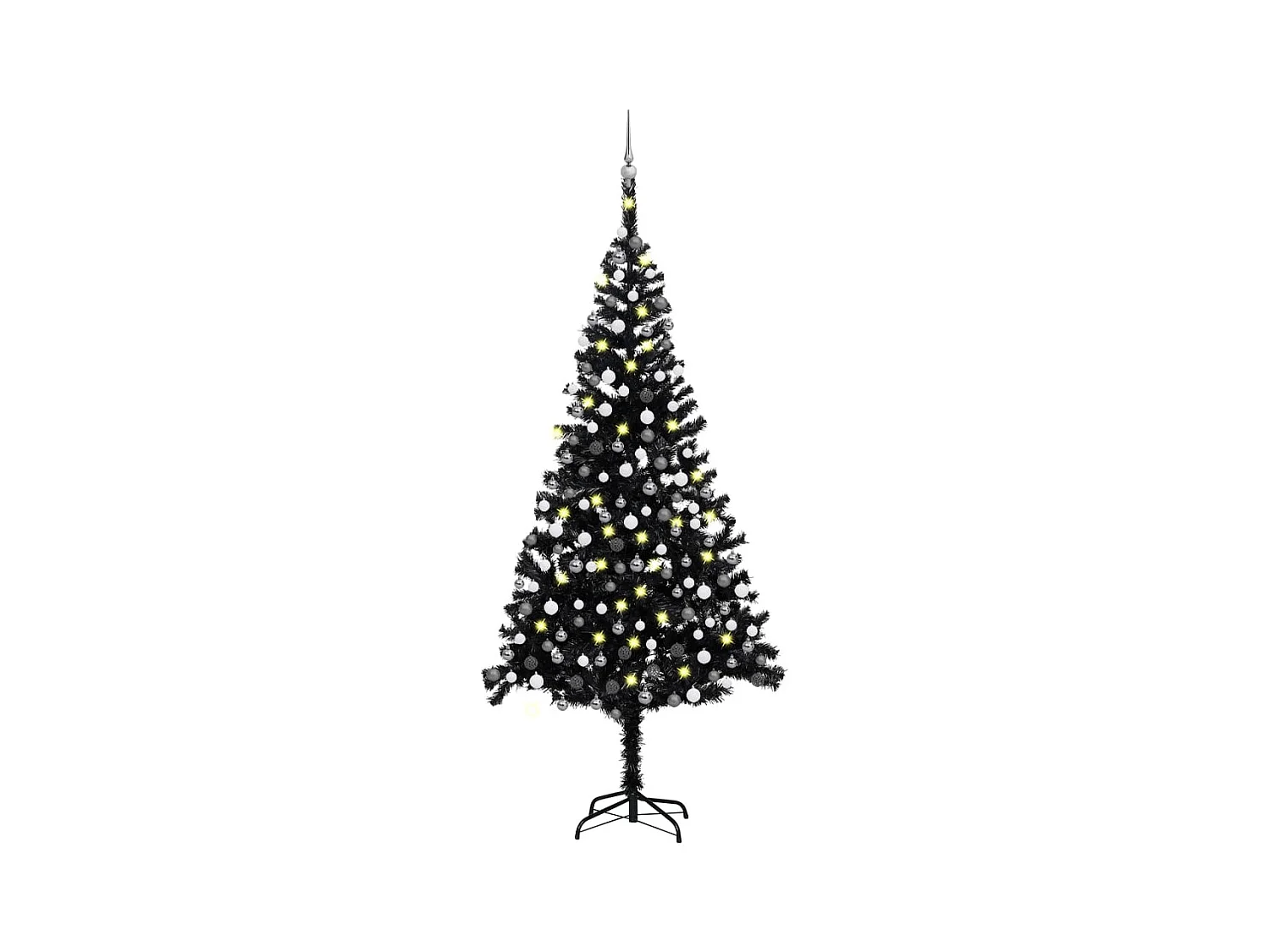 Arbre de Noël artificiel avec LED et boules Noir 240 cm PVC