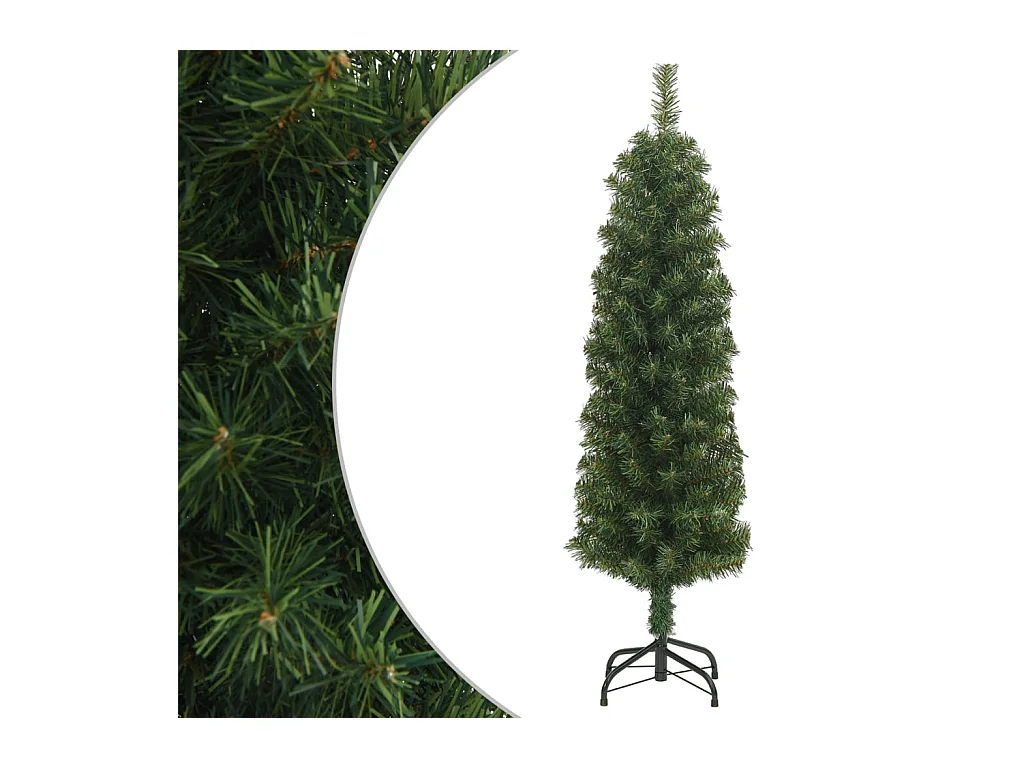 Sapin de Noël artificiel mince avec support vert 120 cm PVC