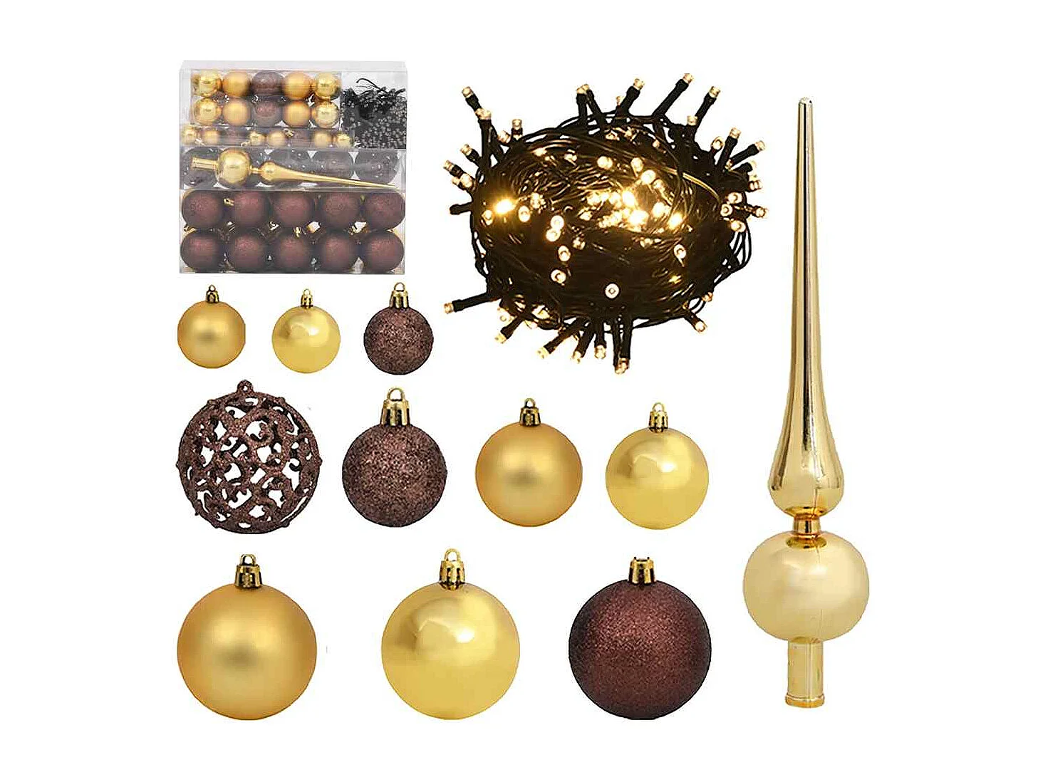 Sapin de Noël artificiel articulé 300 LED et boules 180 cm