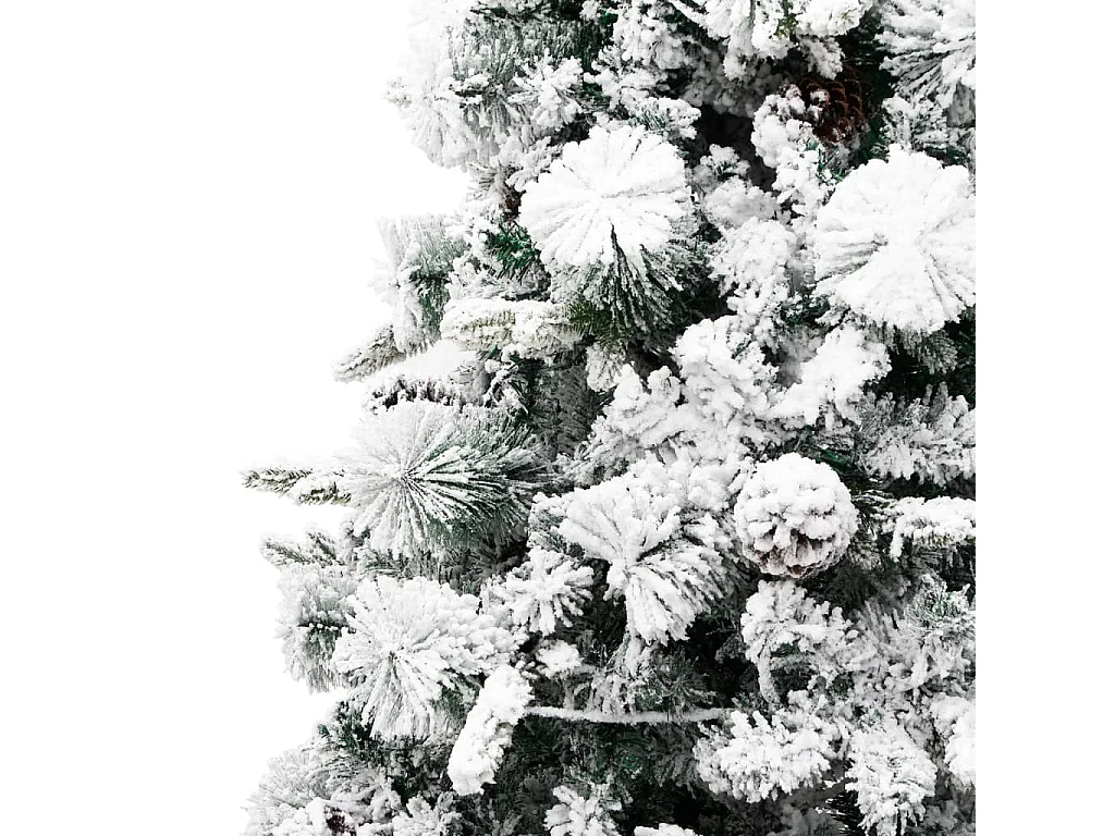 Sapin de Noël pré-éclairé avec neige floquée/cônes 195cm PVC/PE