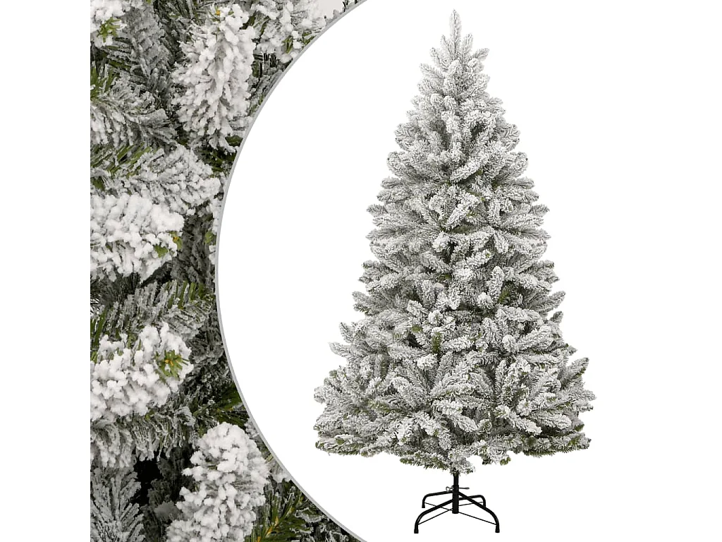 Árbol de Navidad artificial con bisagras y nieve flocada 210 cm
