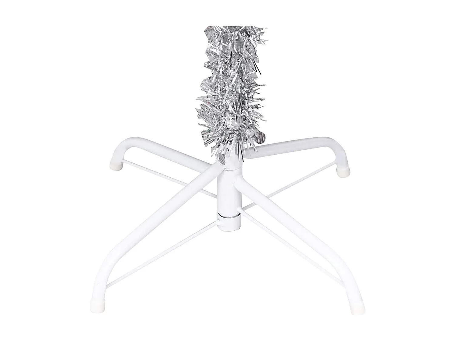 Kunstkerstboom met verlichting en kerstballen 210 cm PET zilver