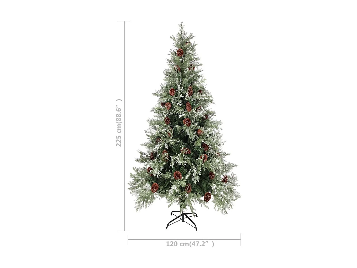 Sapin de Noël avec pommes de pin Vert et blanc 225 cm PVC et PE