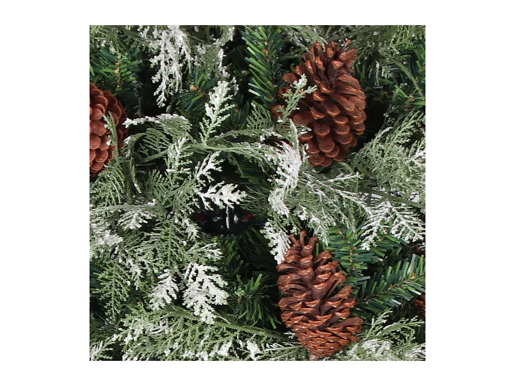 Sapin de Noël avec pommes de pin Vert et blanc 225 cm PVC et PE