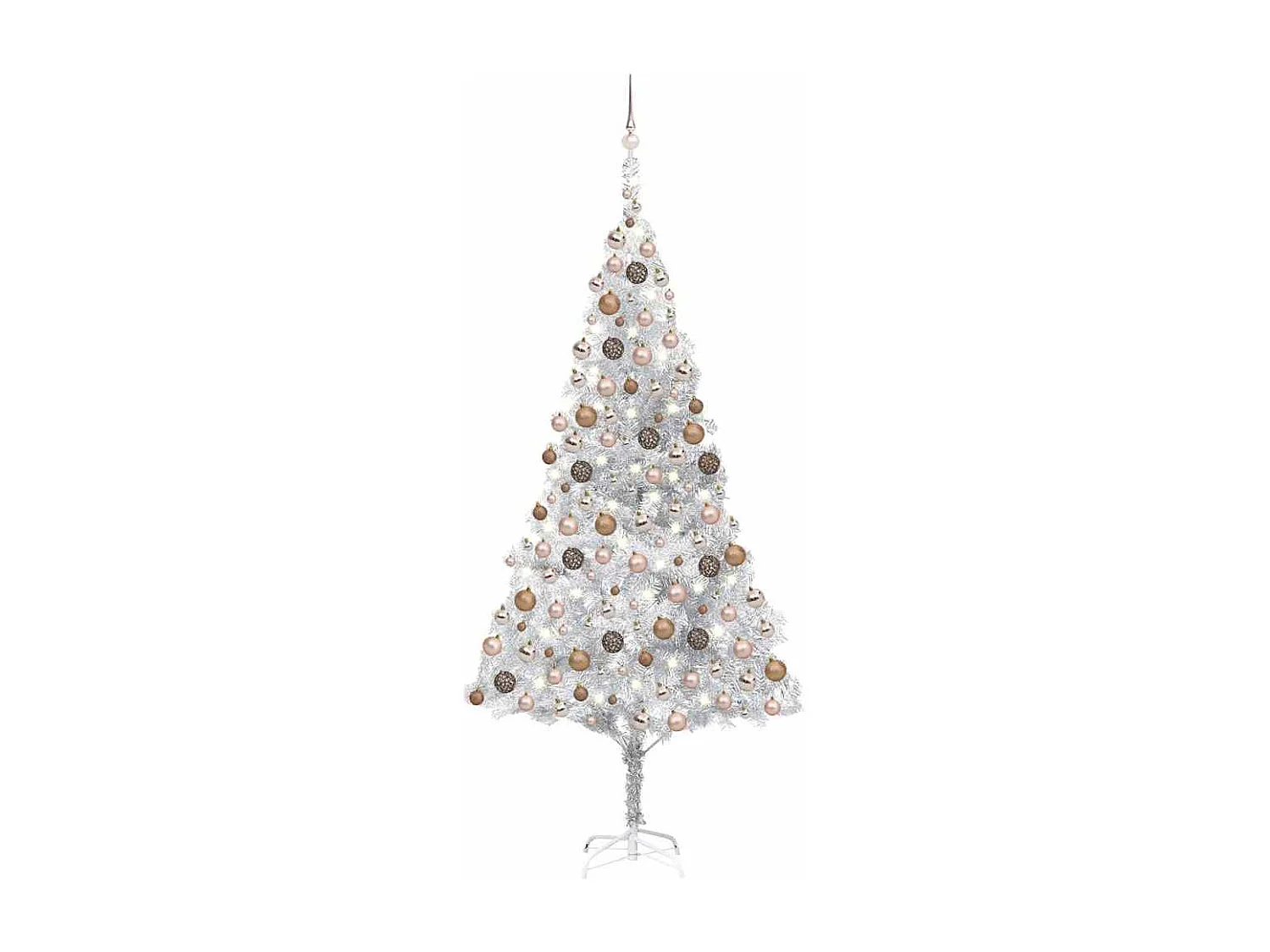 Arbre de Noël artificiel pré-éclairé/boules argenté 240 cm PET