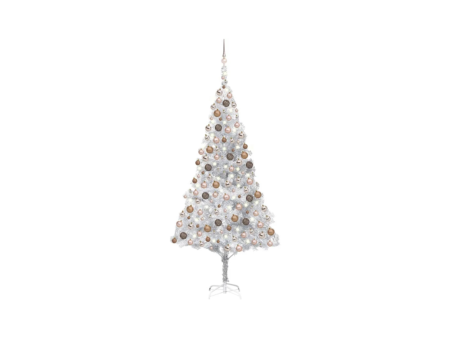Árbol de Navidad artificial con LEDs y bolas PET plata 240 cm