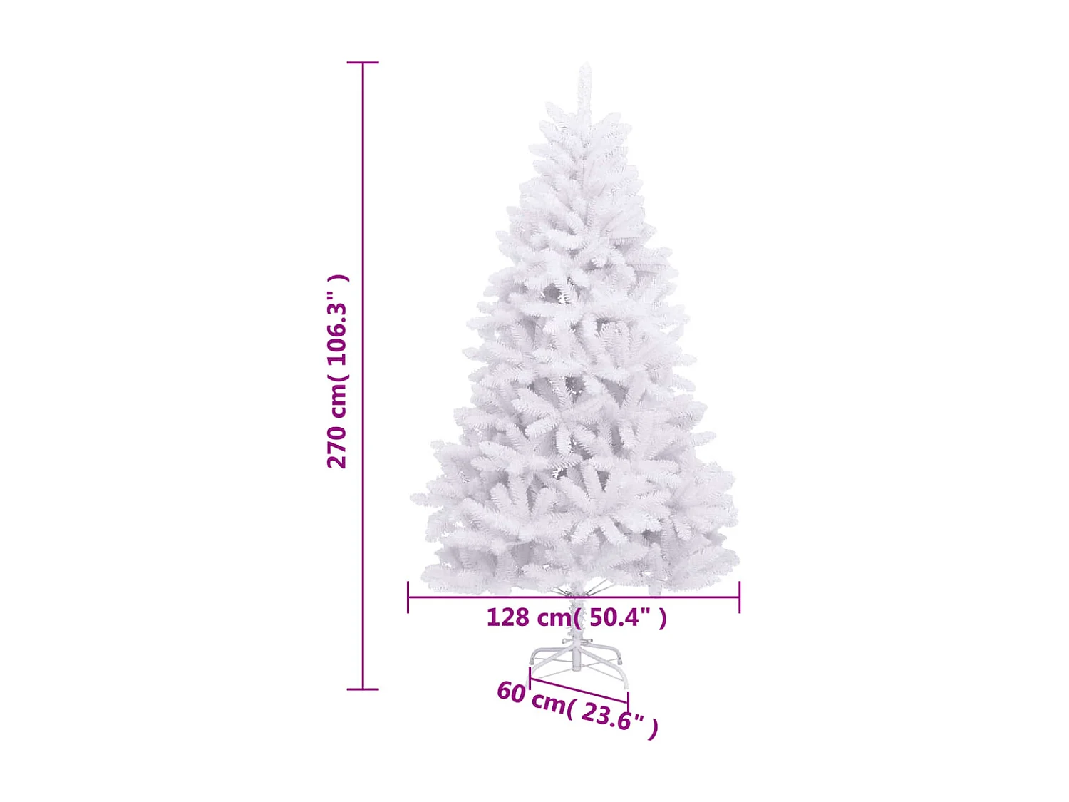 Kunstkerstboom met scharnieren met standaard 270 cm wit