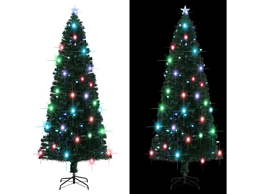 Árbol de Navidad con luces y soporte fibra óptica 240 cm