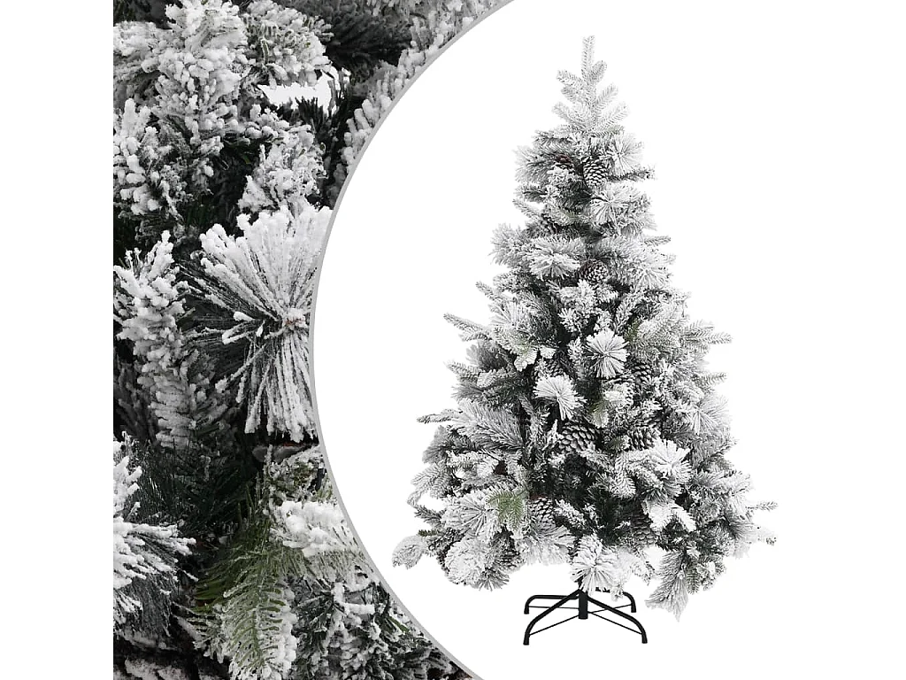 Sapin de Noël à flocons de neige et pommes de pin 150 cm PVC/PE