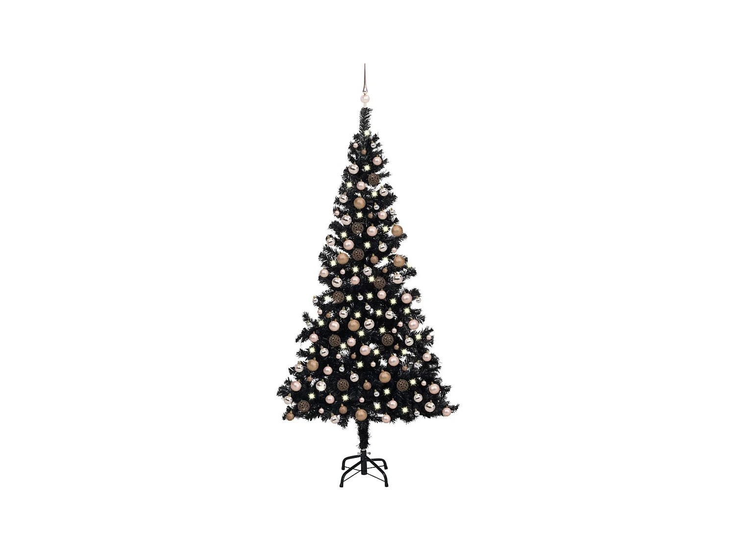 Set de árbol de Navidad artificial con LED y bolas negro 240 cm