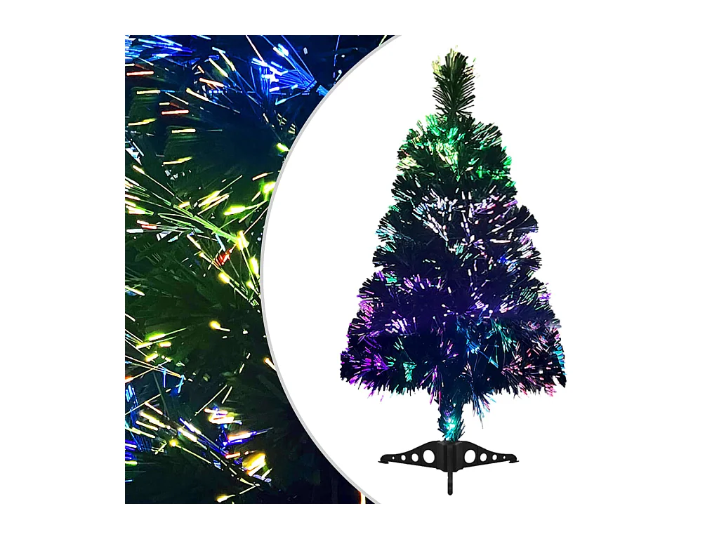 Árbol de Navidad artificial fibra óptica verde 64 cm