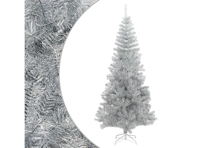Árvore de Natal artificial com suporte 240 cm PET prateado