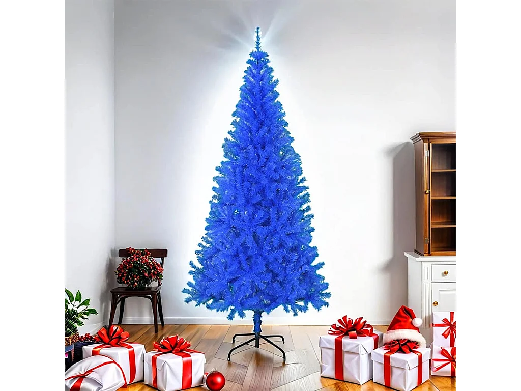 Árvore de Natal artificial com suporte 180 cm PVC azul