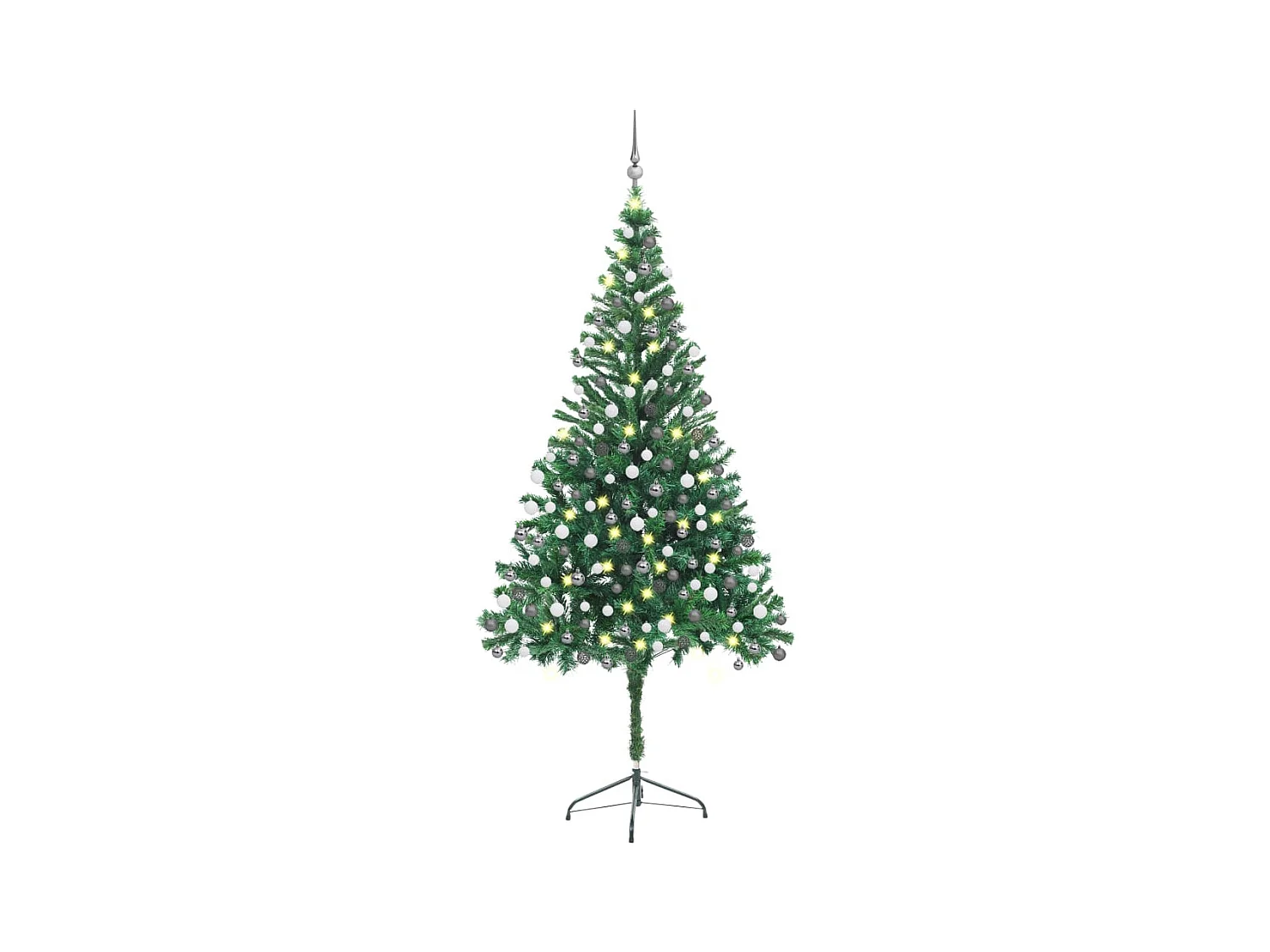 Arbre de Noël artificiel avec LED et boules 210 cm 910 branches
