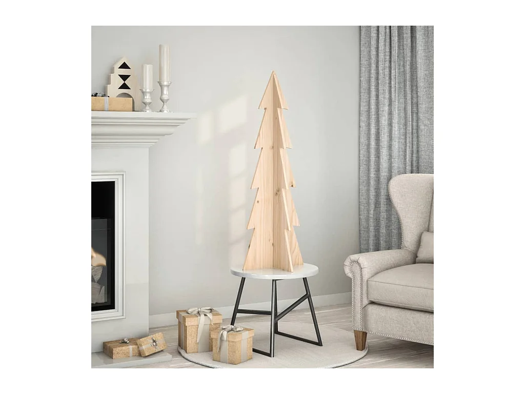 Arbre de Noël en bois pour décoration 112 cm bois massif de pin
