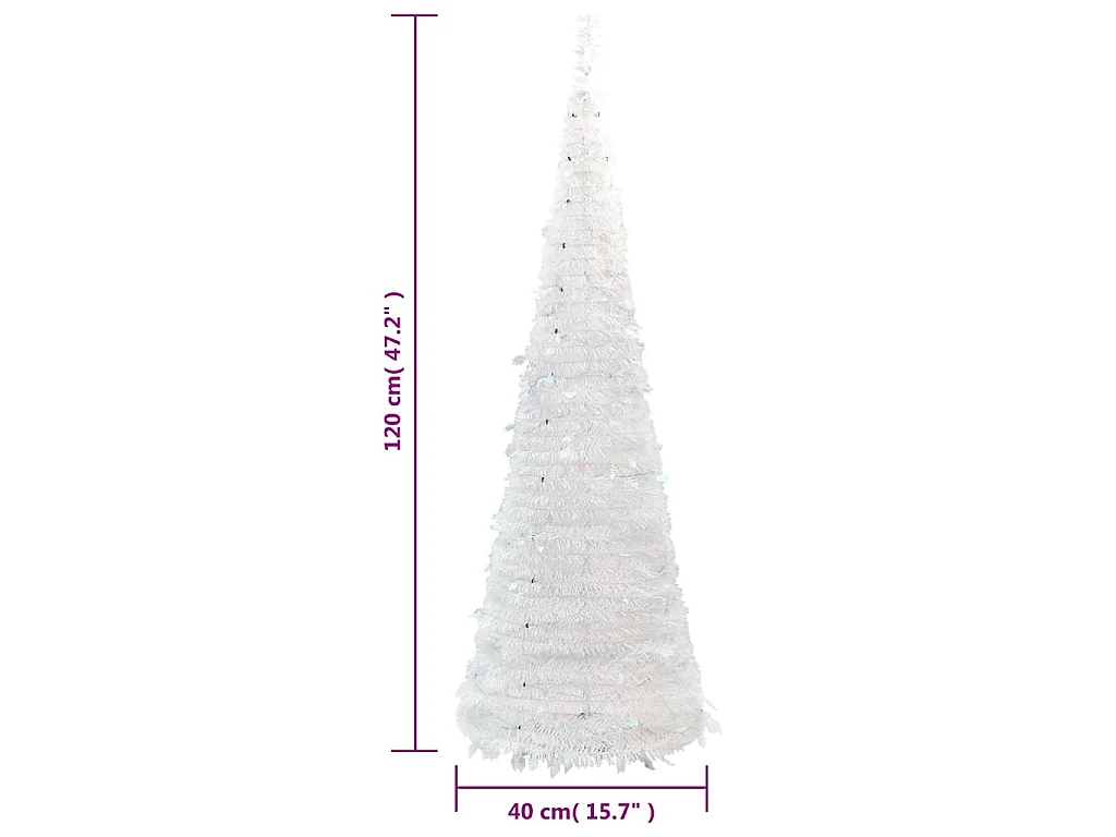 Sapin de Noël artificiel escamotable 50 LED blanc 120 cm
