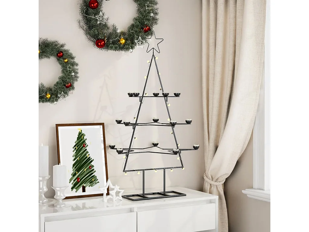 Kerstdecoratie kerstboom 105 cm metaal zwart