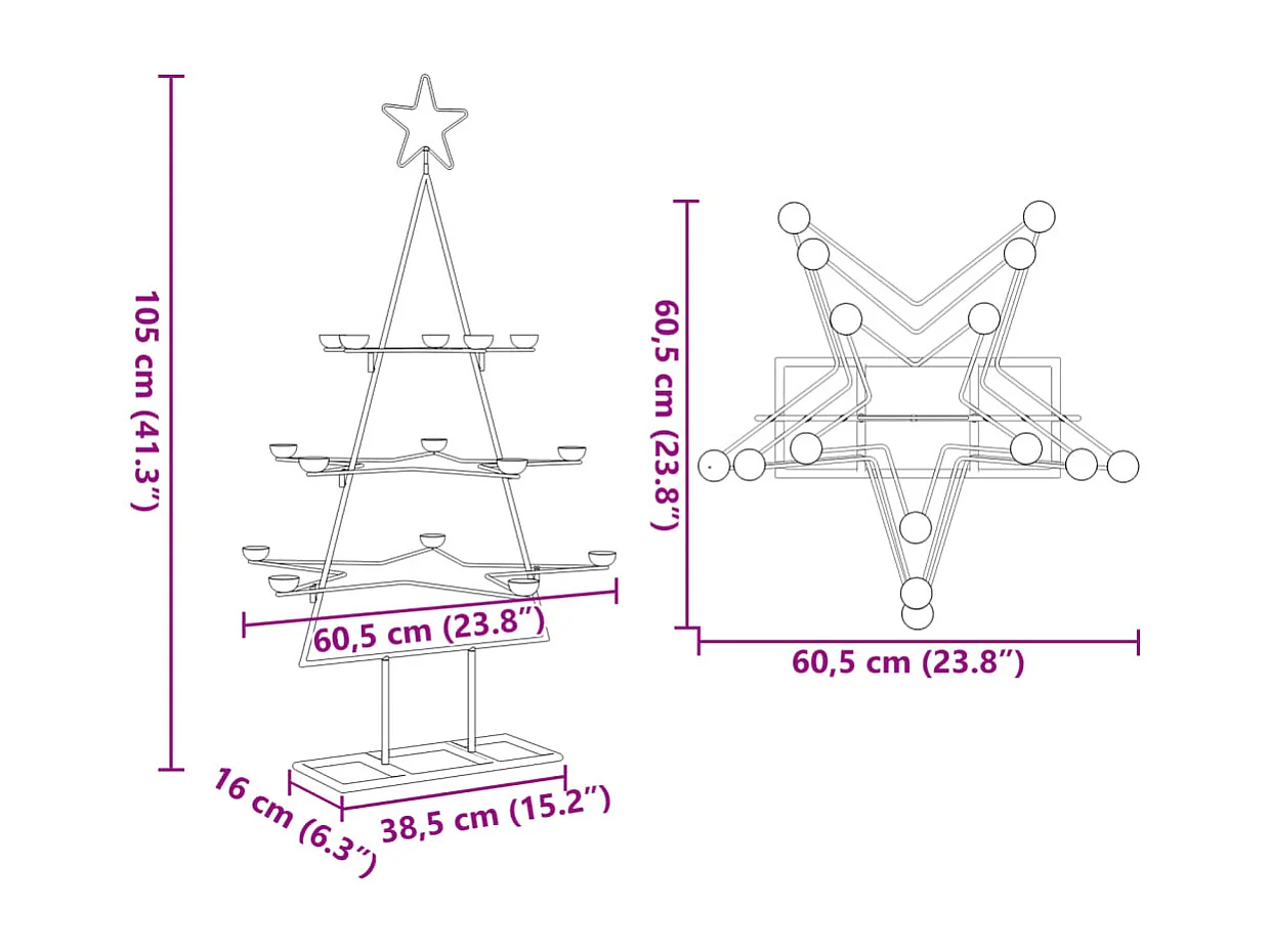 Kerstdecoratie kerstboom 105 cm metaal zwart
