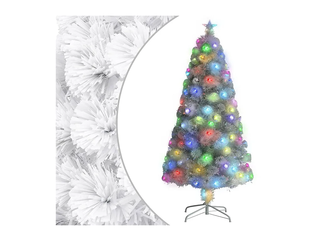 Sapin de Noël artificiel avec LED Blanc 120 cm Fibre optique