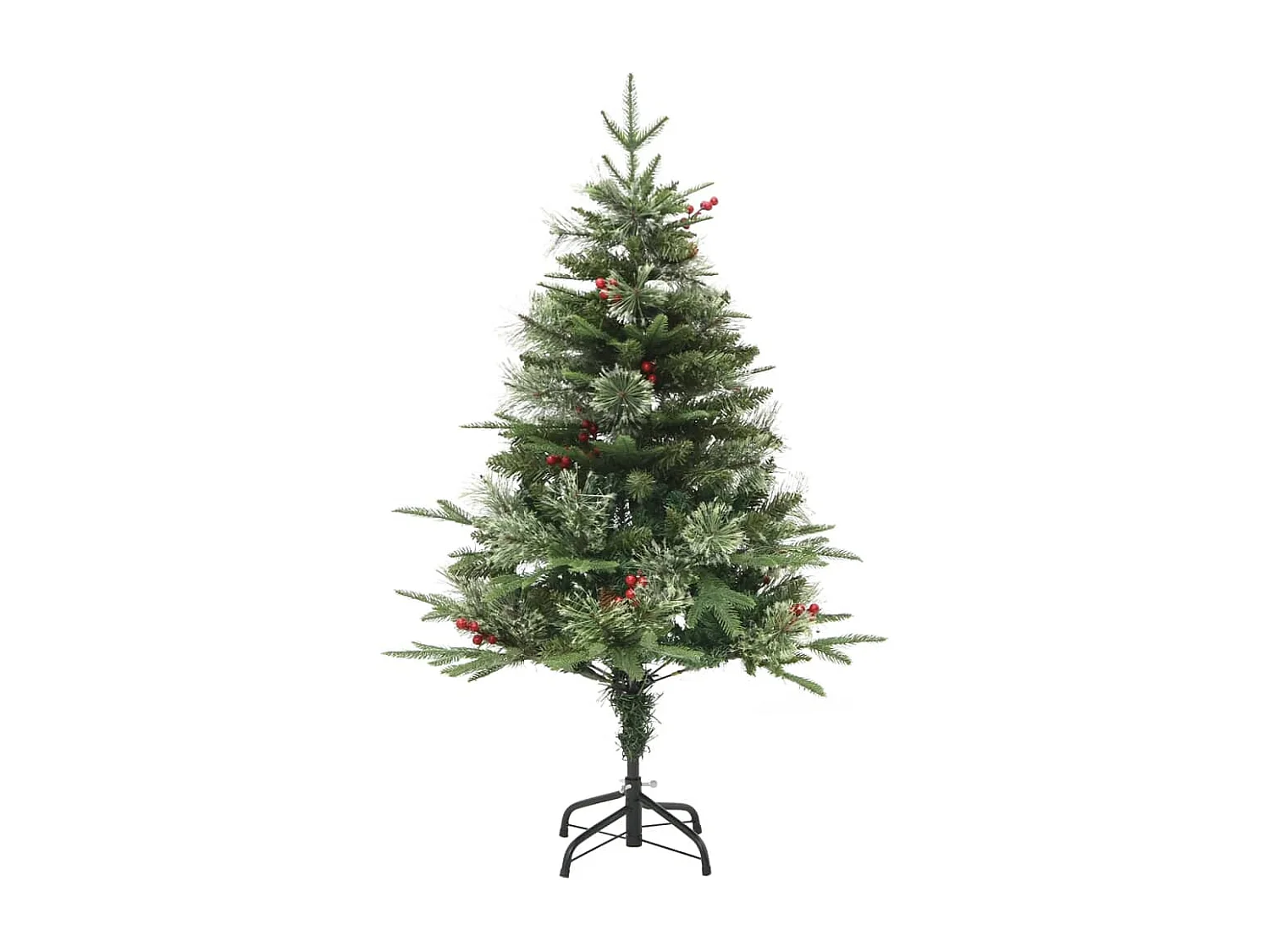 Sapin de Noël pré-éclairé et pommes de pin vert 120cm PVC et PE