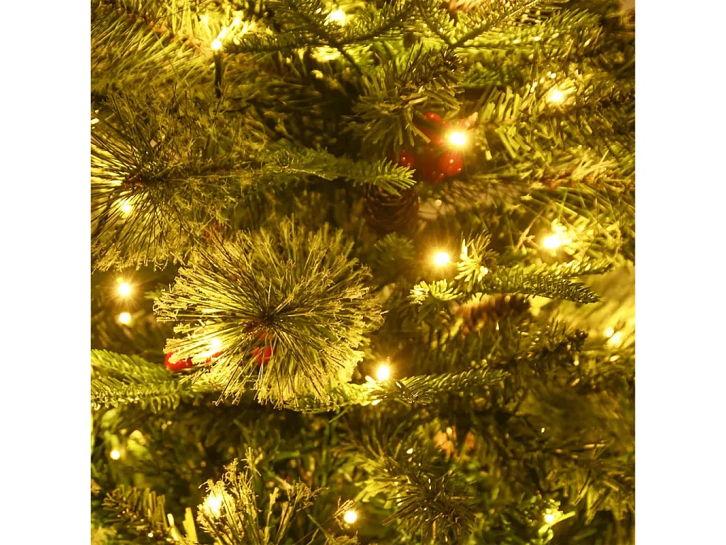 Sapin de Noël pré-éclairé et pommes de pin vert 120cm PVC et PE