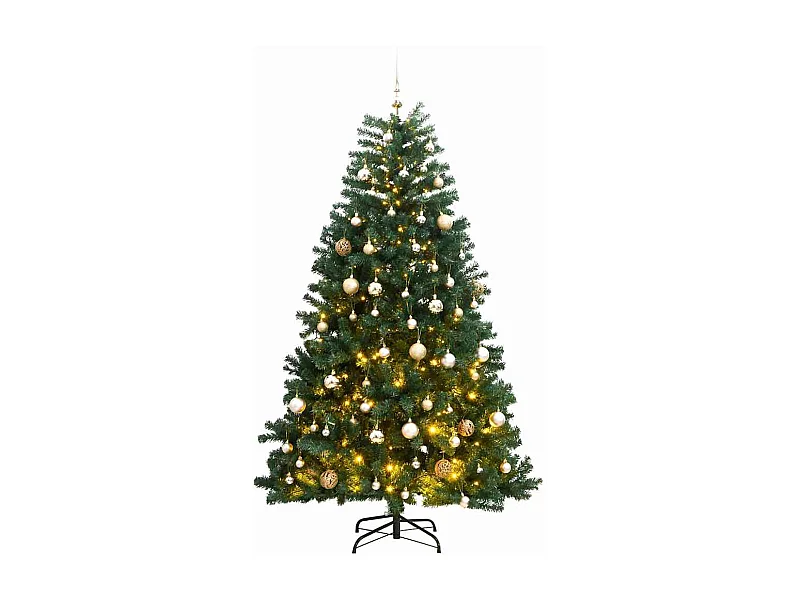 Árbol de Navidad artificial con bisagras 300 LED y bolas 240 cm