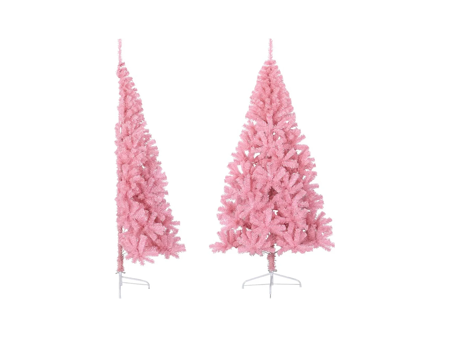 Medio árbol de Navidad artificial con soporte PVC rosa 210 cm