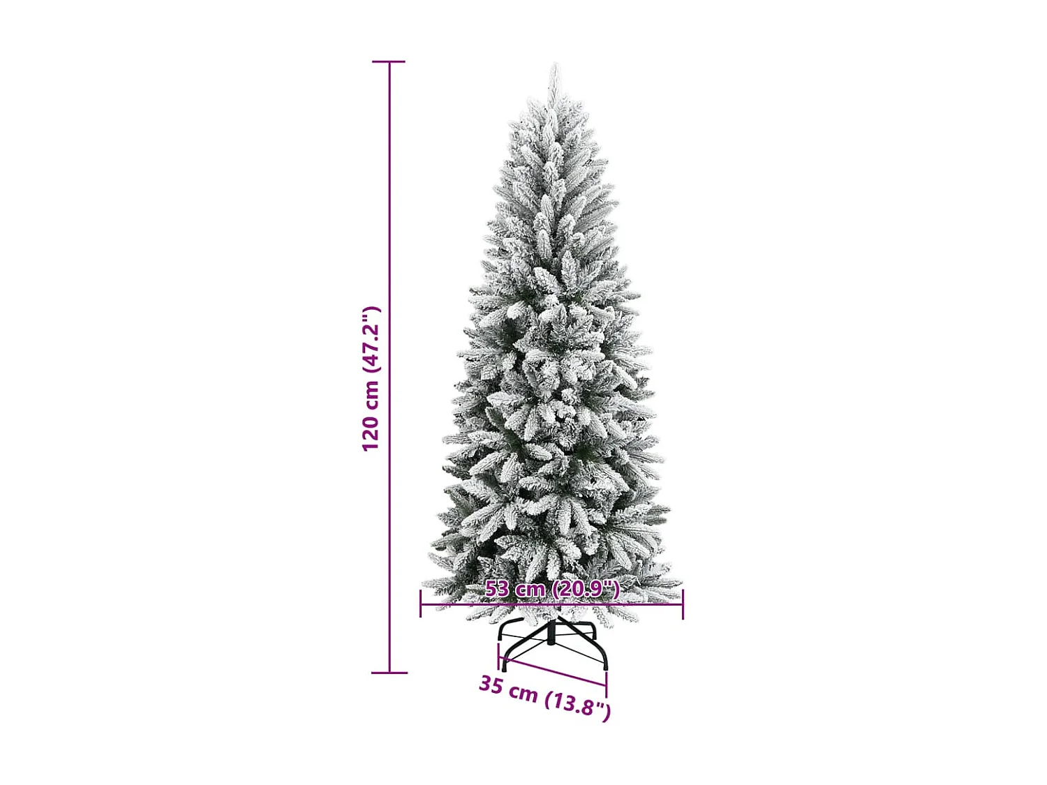 Árvore de Natal artificial com neve PVC & PE 120 cm