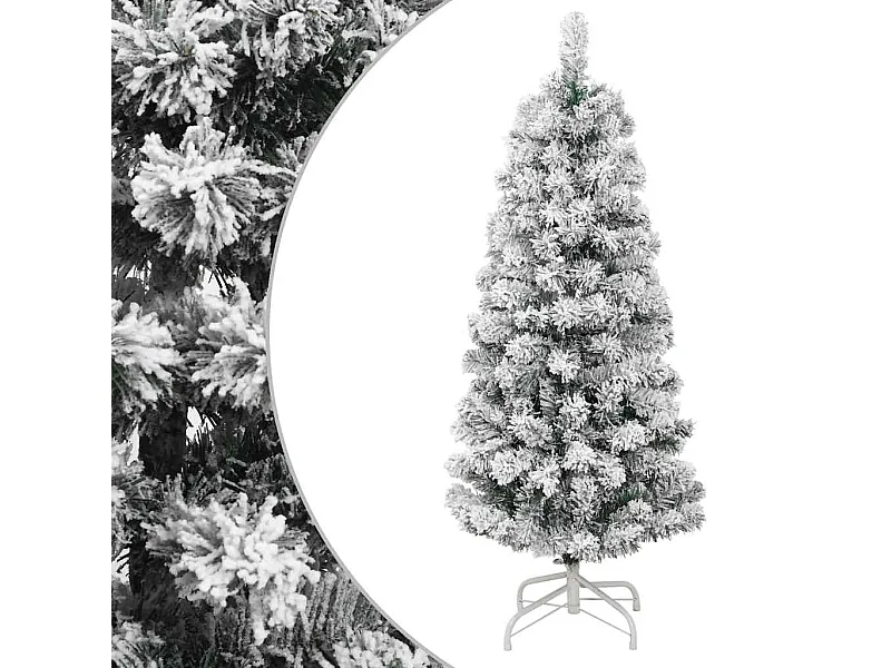 Árbol de Navidad artificial con bisagras y nieve flocada 150 cm