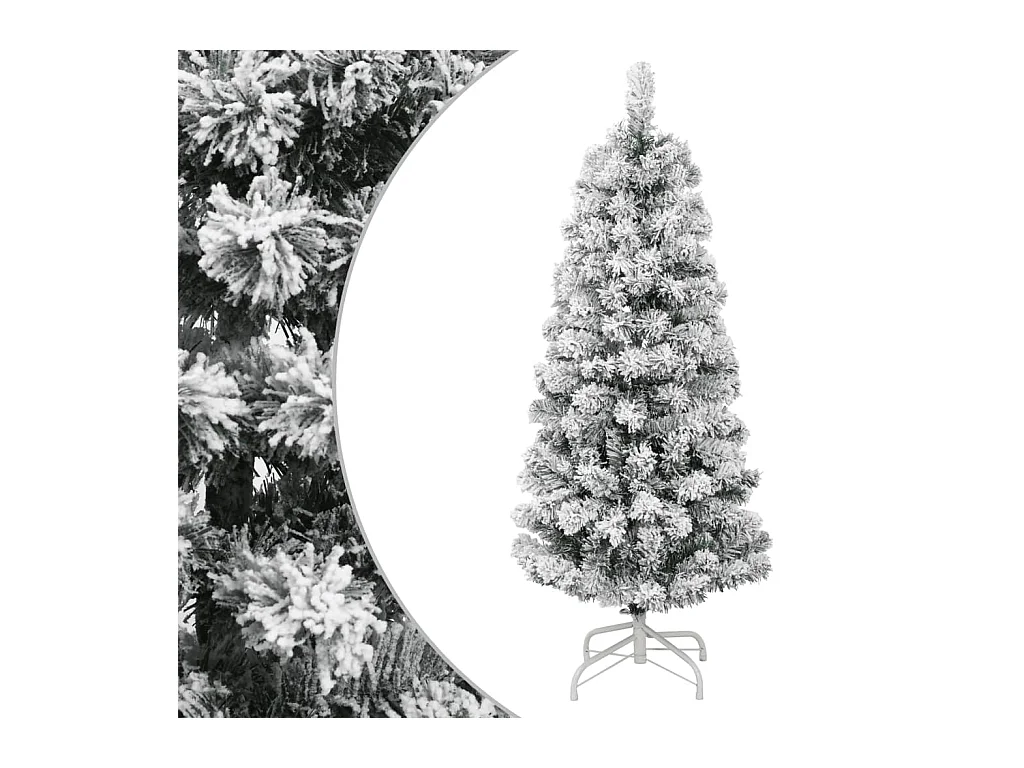 Árbol de Navidad artificial con bisagras y nieve flocada 150 cm