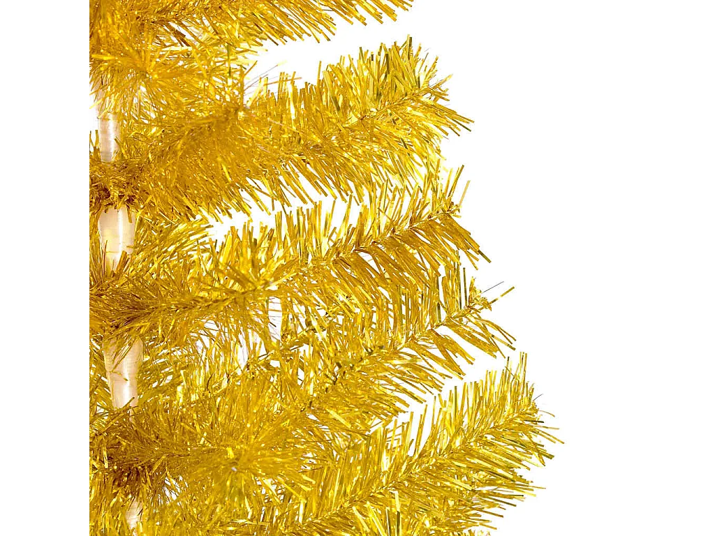 Arbre de Noël artificiel pré-éclairé et boules doré 210 cm PET