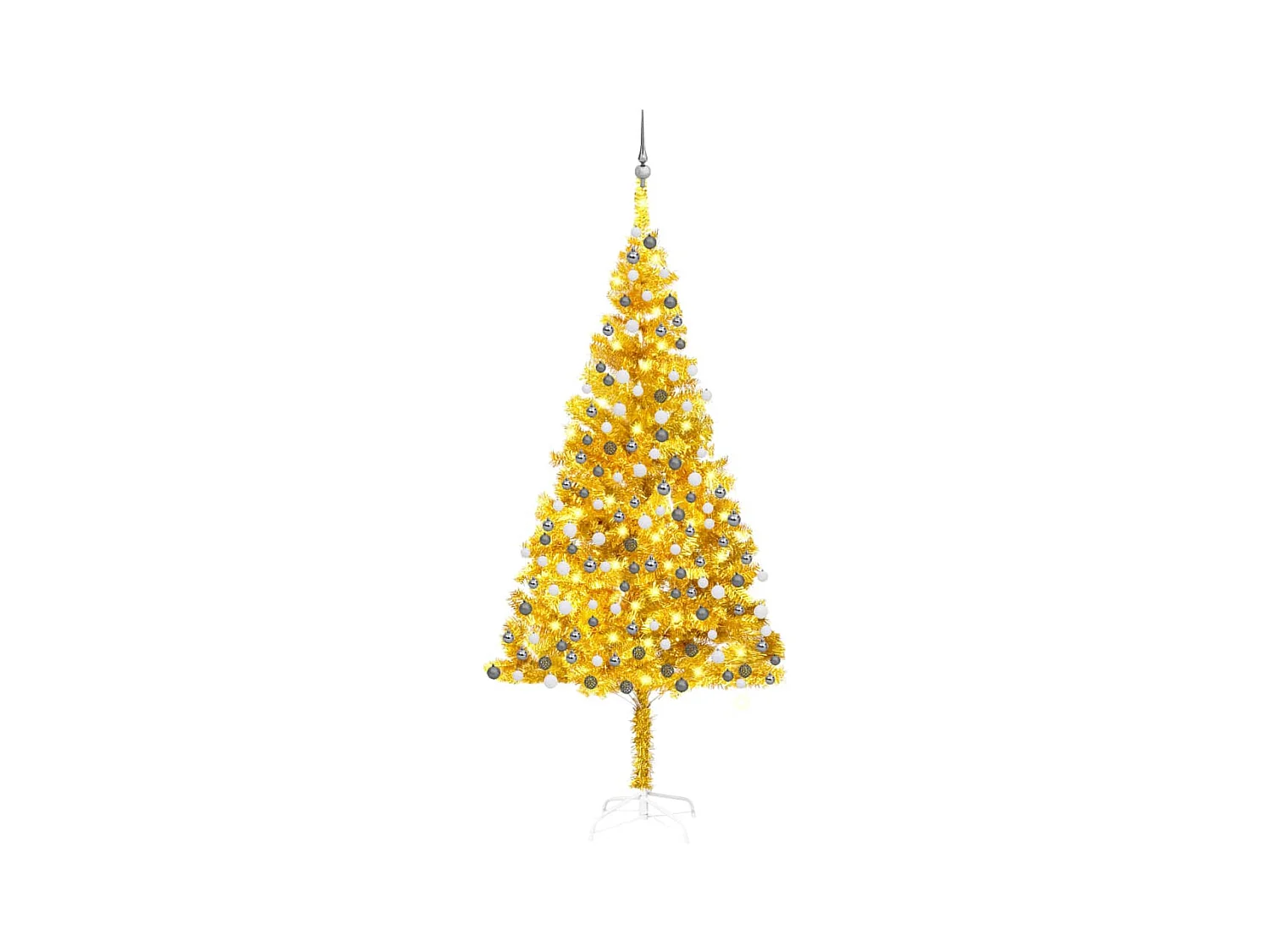 Arbre de Noël artificiel avec LED et boules Doré 210 cm PET