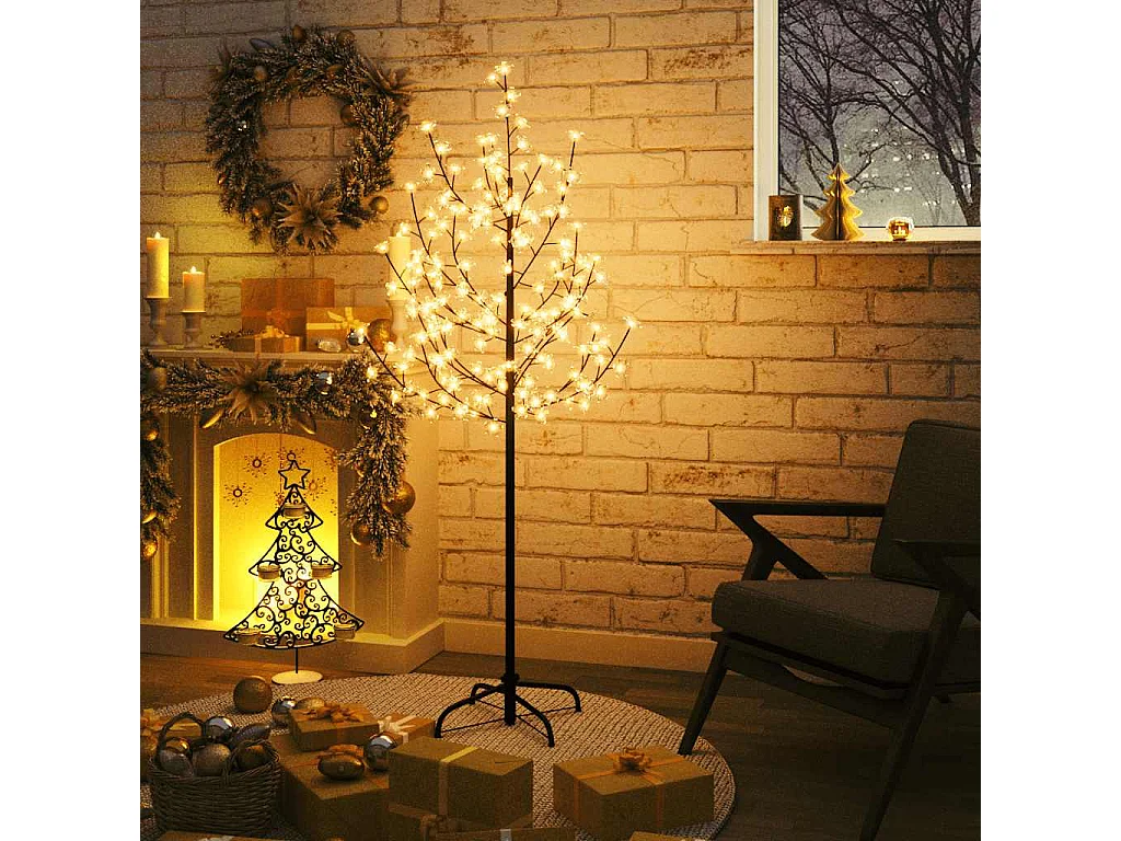 Arbre à LED fleur de cerisier 120 LED Blanc chaud 150 cm