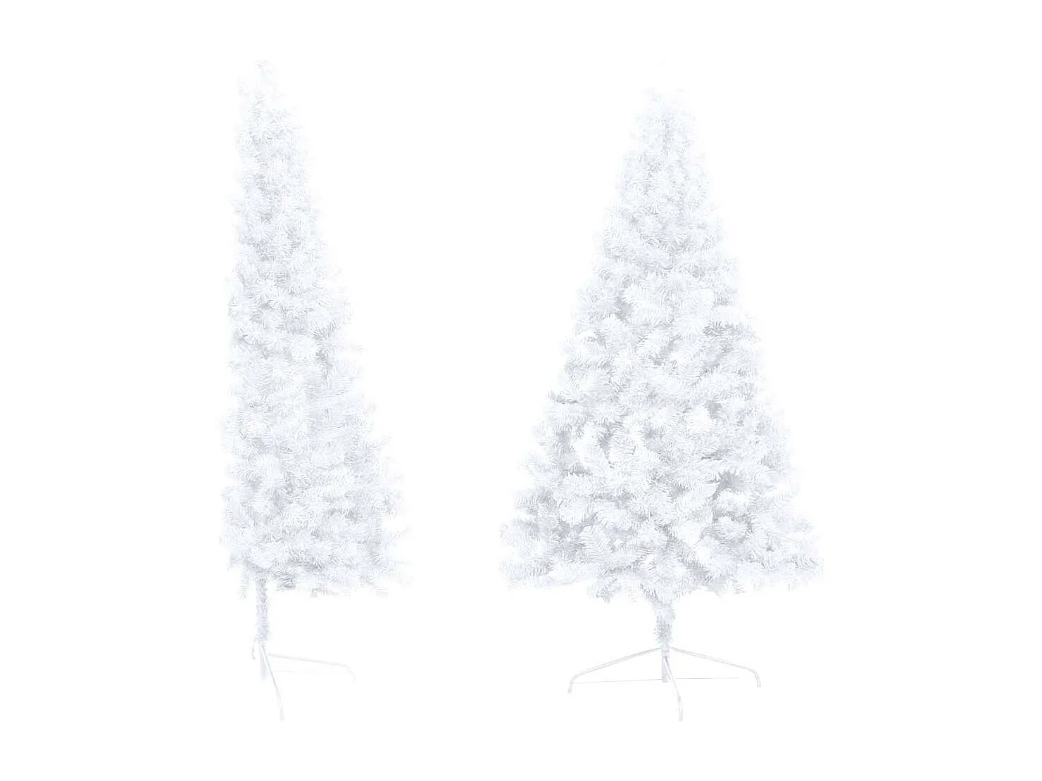 Demi-arbre de Noël artificiel pré-éclairé et boules blanc 150cm